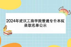 2024年武漢工商學(xué)院普通專升本擬錄取名單公示