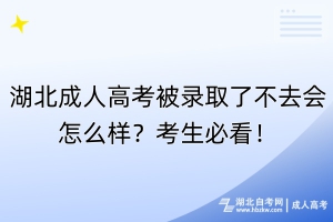 湖北成人高考被錄取了不去會怎么樣？考生必看！