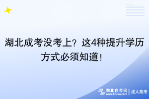 湖北成考沒考上？這4種提升學(xué)歷方式必須知道！