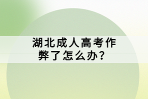 湖北成人高考作弊了怎么辦？