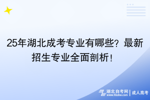 25年湖北成考專業(yè)有哪些？最新招生專業(yè)全面剖析！