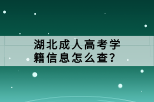 湖北成人高考學(xué)籍信息怎么查？