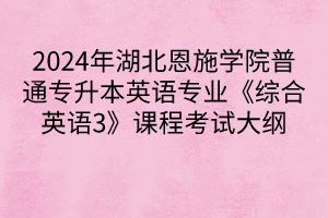 2024年湖北恩施學(xué)院普通專升本英語專業(yè)《綜合英語3》課程考試大綱