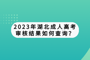 2023年湖北成人高考審核結(jié)果如何查詢？