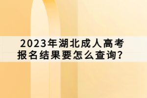 2023年湖北成人高考報名結(jié)果要怎么查詢？