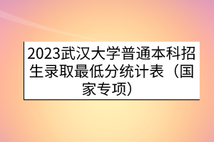 2023武漢大學(xué)普通本科招生錄取最低分統(tǒng)計表（國家專項）