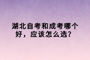 湖北自考和成考哪個好，應該怎么選？