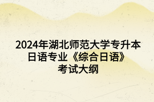 2024年湖北師范大學(xué)專升本日語專業(yè)《綜合日語》考試大綱