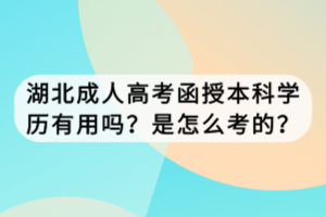 湖北成人高考函授本科學(xué)歷有用嗎？是怎么考的？