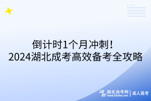 倒計時1個月沖刺！2024湖北成考高效備考全攻略