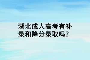 湖北成人高考有補(bǔ)錄和降分錄取嗎？