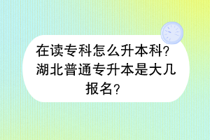 在讀?？圃趺瓷究?？湖北普通專升本是大幾報名？