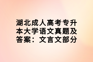 湖北成人高考專升本大學(xué)語(yǔ)文真題及答案：文言文部分