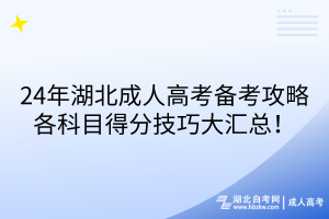 24年湖北成人高考備考攻略：各科目得分技巧大匯總！