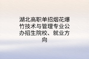 湖北高職單招煙花爆竹技術(shù)與管理專業(yè)公辦招生院校、就業(yè)方向