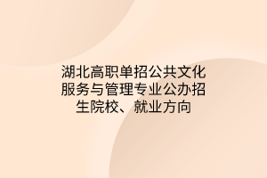 湖北高職單招公共文化服務(wù)與管理專業(yè)公辦招生院校、就業(yè)方向