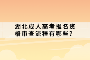 湖北成人高考報名資格審查流程有哪些？