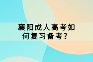 襄陽成人高考如何復(fù)習(xí)備考？