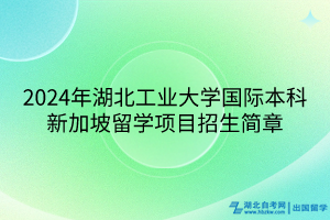 2024年湖北工業(yè)大學(xué)國際本科新加坡留學(xué)項(xiàng)目招生簡章