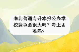 湖北普通專升本報公辦學校競爭會很大嗎？考上困難嗎？