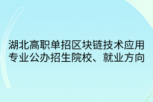 湖北高職單招區(qū)塊鏈技術應用專業(yè)公辦招生院校、就業(yè)方向