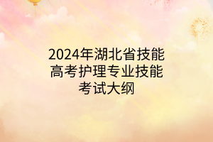 2024年湖北省技能高考護理專業(yè)技能考試大綱