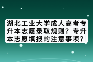 湖北工業(yè)大學成人高考專升本志愿錄取規(guī)則？專升本志愿填報的注意事項？