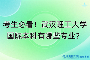 考生必看！武漢理工大學(xué)國(guó)際本科有哪些專業(yè)？