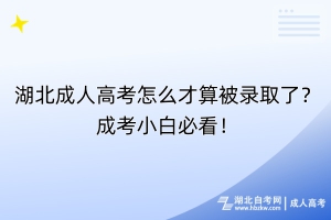 湖北成人高考怎么才算被錄取了？成考小白必看！