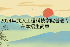 2024年武漢工程科技學(xué)院普通專(zhuān)升本?招生簡(jiǎn)章