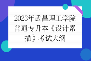2023年武昌理工學院普通專升本《設計素描》考試大綱