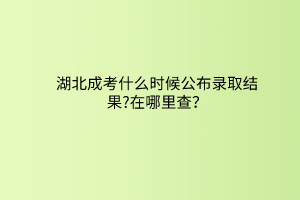 湖北成考什么時(shí)候公布錄取結(jié)果?在哪里查？