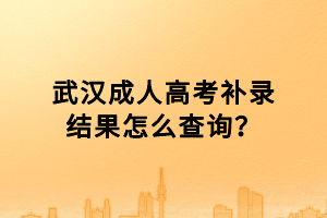 武漢成人高考補錄結果怎么查詢？