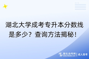 湖北大學(xué)成考專升本分?jǐn)?shù)線是多少？查詢方法揭秘！