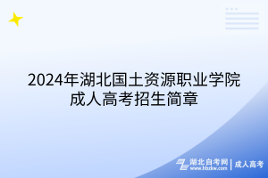 2024年湖北國土資源職業(yè)學(xué)院成人高考招生簡章