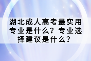 湖北成人高考最實用專業(yè)是什么？專業(yè)選擇建議是什么？