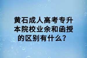 黃石成人高考專升本院校業(yè)余和函授的區(qū)別有什么？