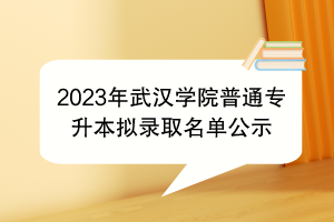 2023年武漢學(xué)院普通專升本擬錄取名單公示