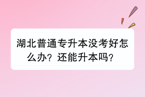 湖北普通專升本沒考好怎么辦？還能升本嗎？