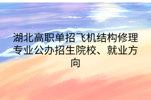 湖北高職單招飛機結構修理專業(yè)公辦招生院校、就業(yè)方向