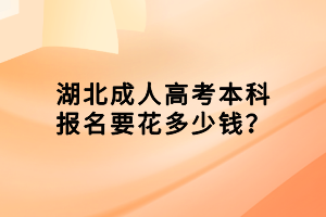 湖北成人高考本科報名要花多少錢？