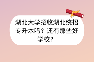 湖北大學(xué)招收湖北統(tǒng)招專升本嗎？還有那些好學(xué)校？