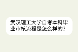 武漢理工大學(xué)自考本科畢業(yè)審核流程是怎么樣的？