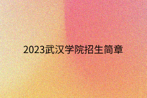 2023武漢學(xué)院招生簡章