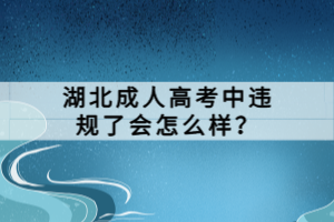 湖北成人高考中違規(guī)了會怎么樣？