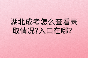 湖北成考怎么查看錄取情況?入口在哪？