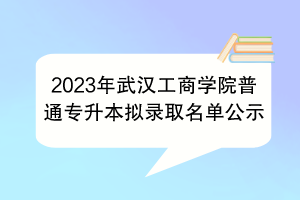 2023年武漢工商學(xué)院普通專升本擬錄取名單公示