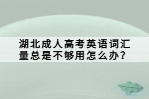 湖北成人高考英語(yǔ)詞匯量總是不夠用怎么辦？