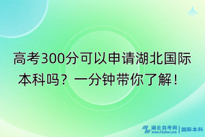 高考300分可以申請湖北國際本科嗎？一分鐘帶你了解！