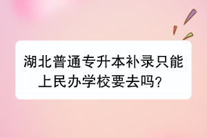 湖北普通專升本補錄只能上民辦學校要去嗎？
